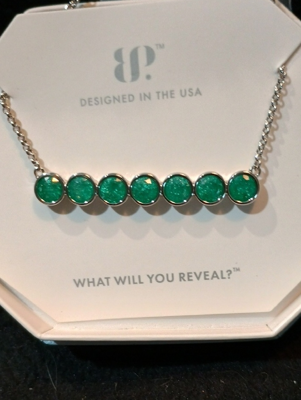 Lab Created Emerald Ice Crystal Bar Necklace